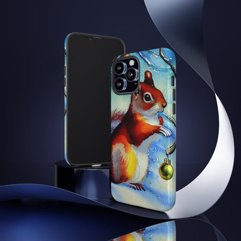 A Squirrel Decorates the Forest for Christmas - Impact Resistant Phone Case